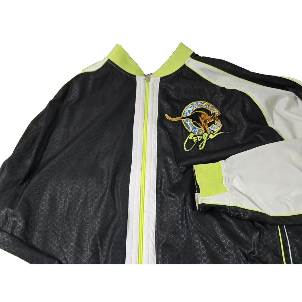 Coogi Jacket Mens Size 5XL Black White Lime Green Vintage Patches Full Zip‎